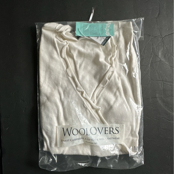 WoolOvers Optic White Wrap Cardigan Sweater Made from a Cotton/Silk Blend - Picture 13 of 16